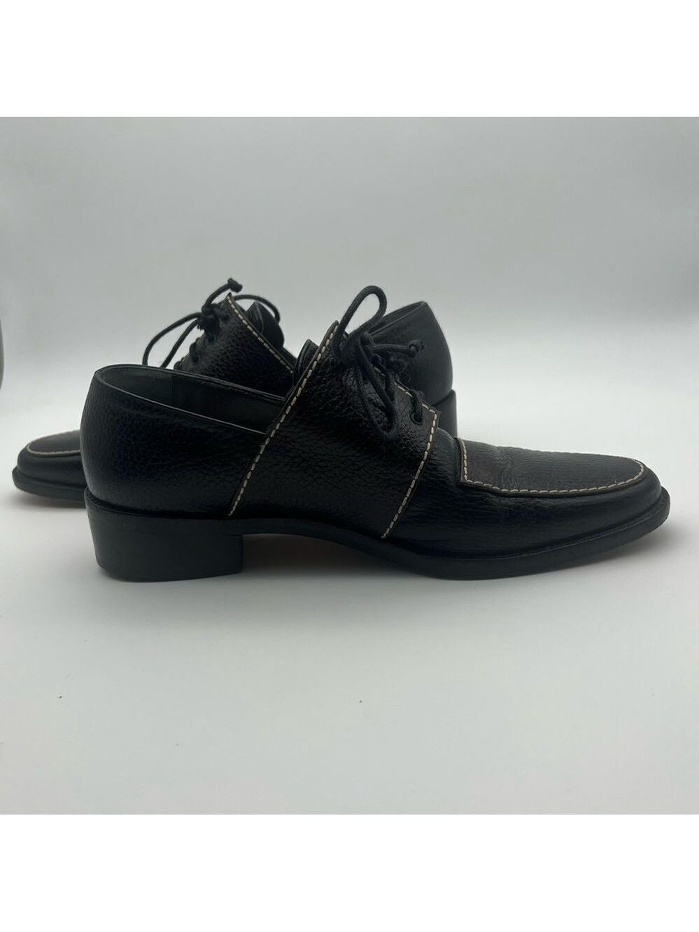 Walter Steiger Dark Brown with cream stitching Vintage Lace Up Loafers size 8 - Picture 10 of 11
